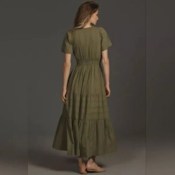 Anthropologie The Somerset Maxi Dress In Moss Petitie - Picture 3 of 14